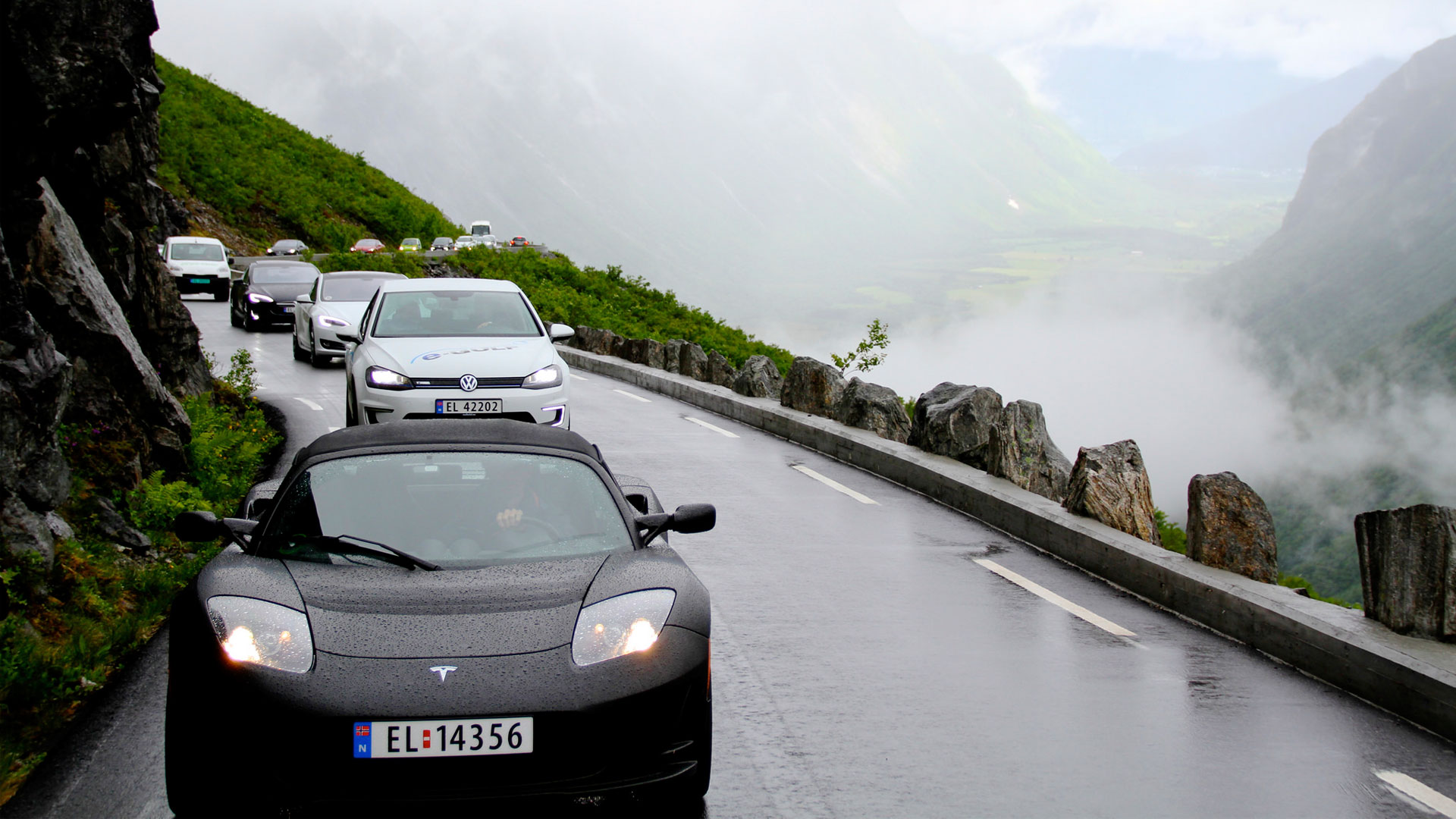 Cars on a mountain road