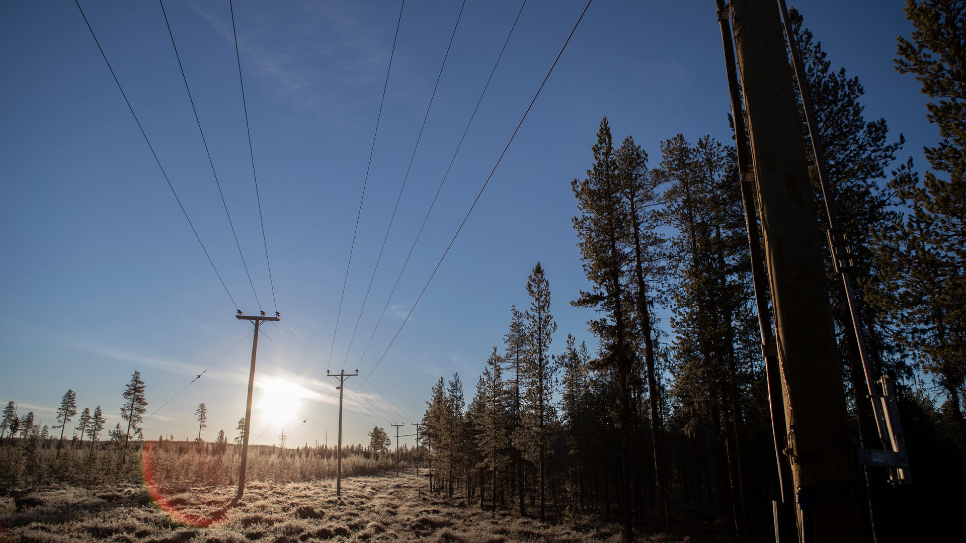 Power lines in Randijaur in northern Sweden