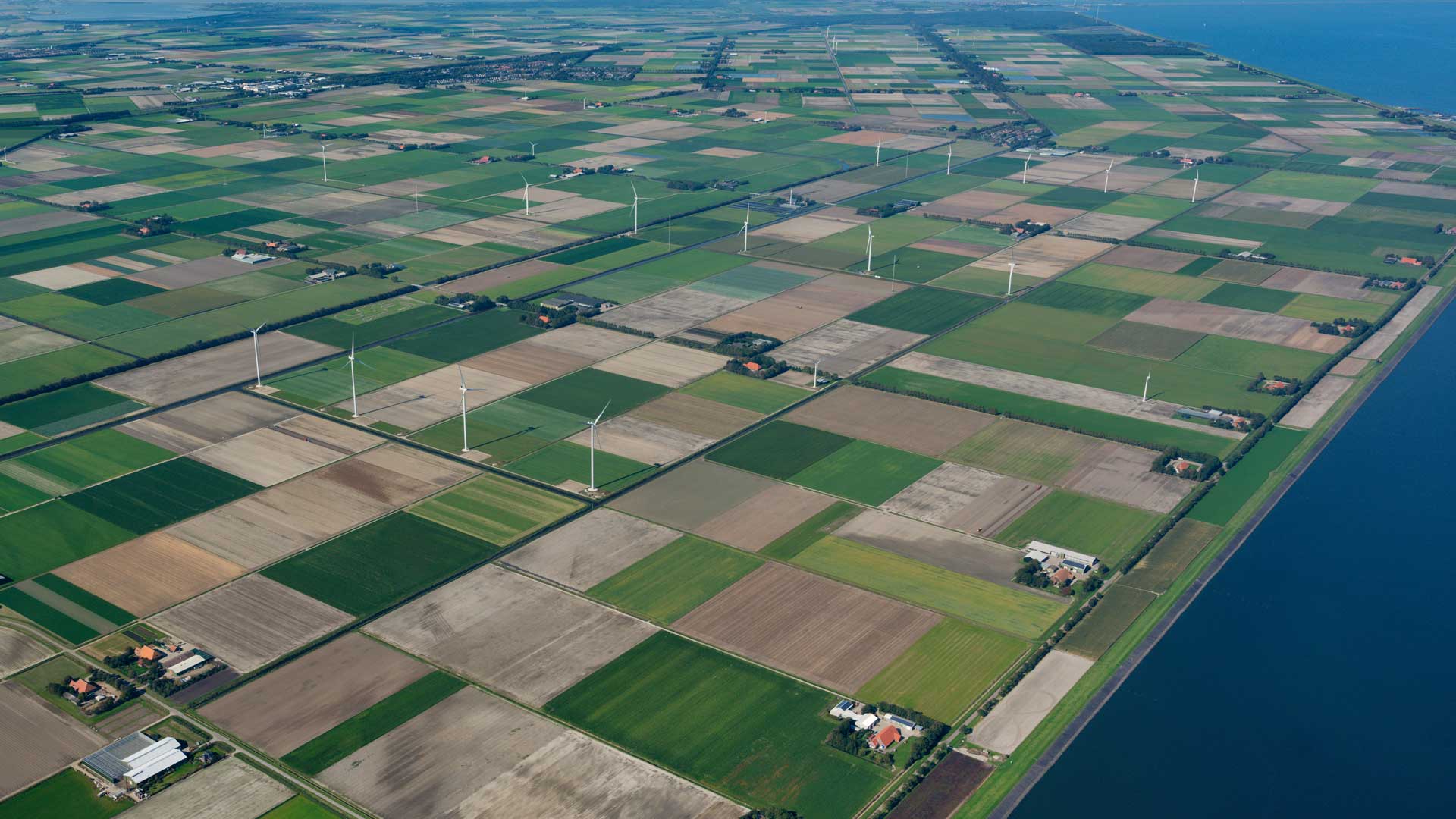 Arial photo of the Princess Ariane Wind Farm wind farm in the Netherlands