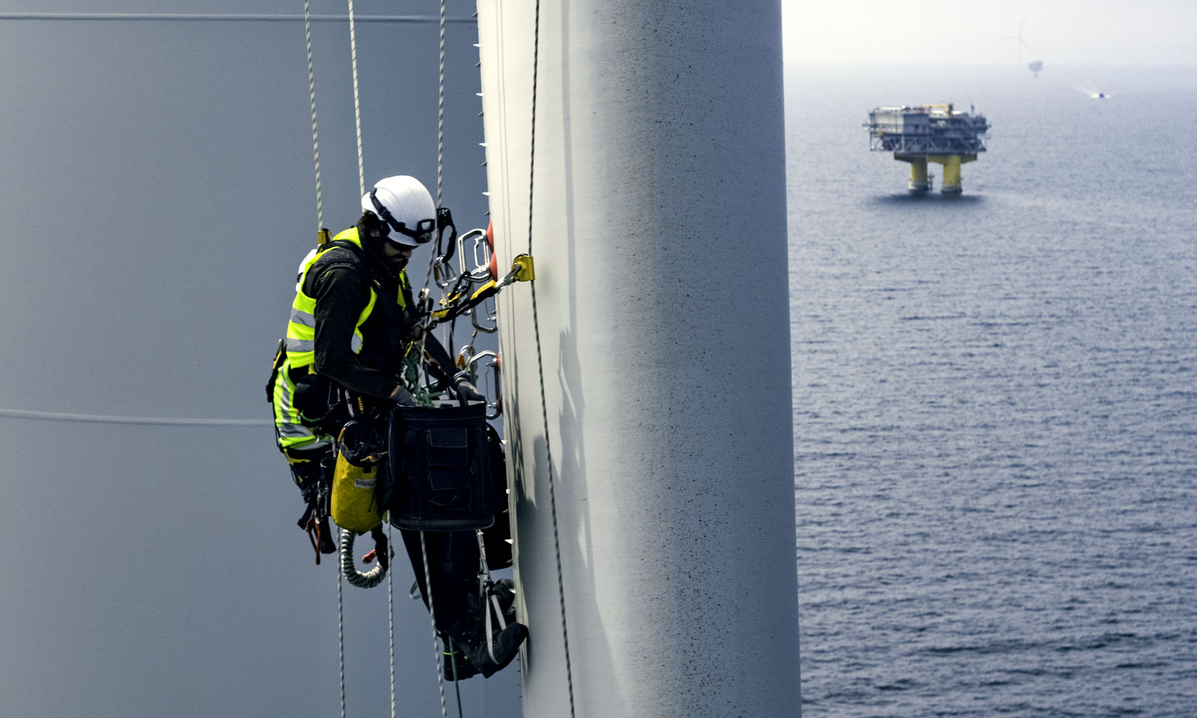 Technician at the Kriegers Flak offshore wind farm 