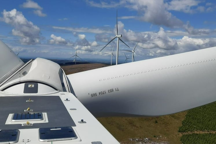 View from the top of a turbine at South Kyle Wind Farm