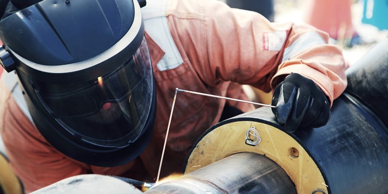 Welding District Heating Pipes Together at Shawfair Town