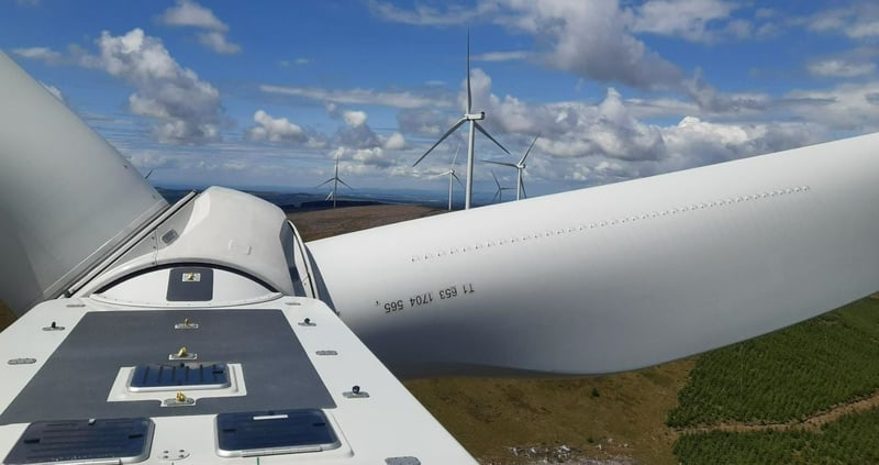 View from the top of a turbine at South Kyle Wind Farm