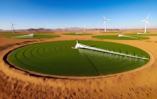 irrigation system made from wind turbines. AI generated. irrigation system made from wind turbines. AI generated.