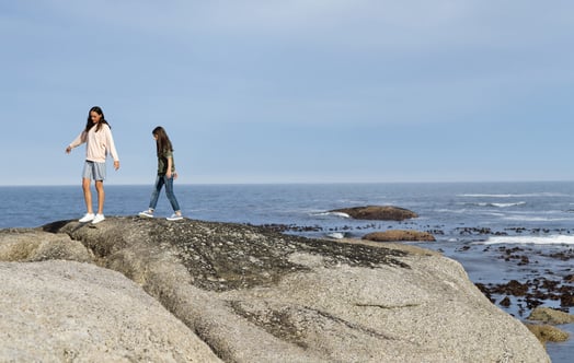 Kids on rocks by the sea Kids on rocks by the sea