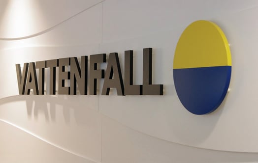 Vattenfall's logo on an office wall. Vattenfall's logo on an office wall.