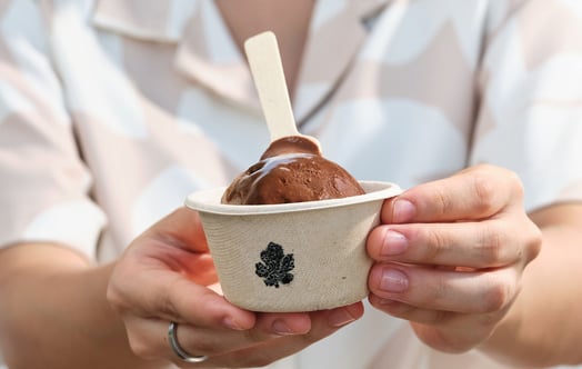 Hands holding a cup of ice cream Hands holding a cup of ice cream