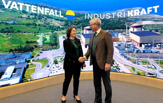 Anna Borg, President and CEO of Vattenfall, and Tom Erixon, Chairman of Industrikraft. Anna Borg, President and CEO of Vattenfall, and Tom Erixon, Chairman of Industrikraft.