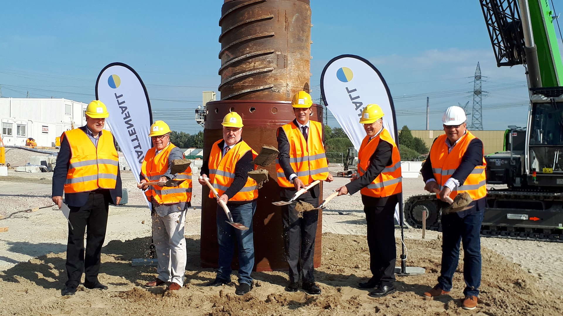 Erster Spatenstich für das Lager für schwach- und mittelradioaktive Abfälle am Kernkraftwerk Brunsbüttel am 6.9.2018, V. l.: